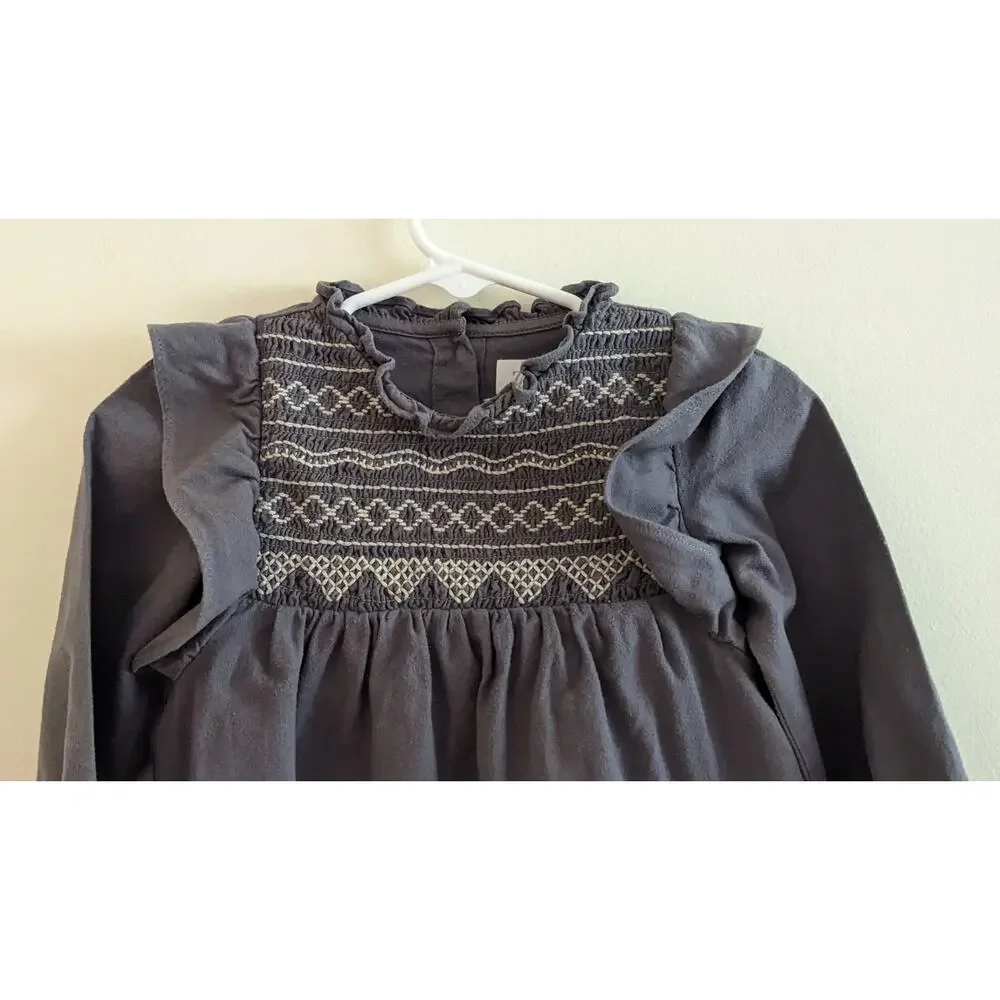 Zara Embroidered Dress Size 9/12m Gray Blue